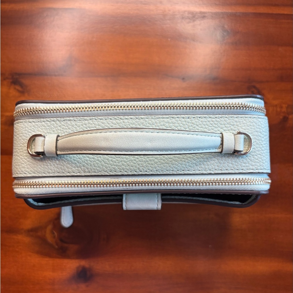Pebbled Leather Top-Handle Crossbody Bag in Light Mint Double Zip! - Picture 3 of 10